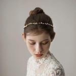 Handmade Bridal Crown With Beaded Leaves