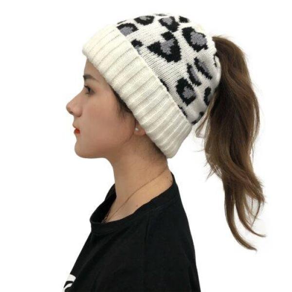 Leopard Jacquard Ponytail Hat