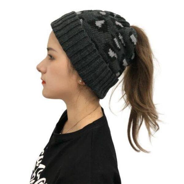 Leopard Jacquard Ponytail Hat