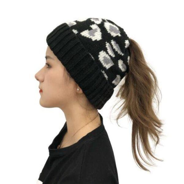 Leopard Jacquard Ponytail Hat