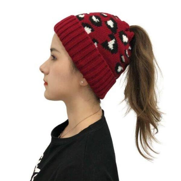 Leopard Jacquard Ponytail Hat