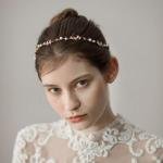 Handmade Bridal Crown With Beaded Leaves