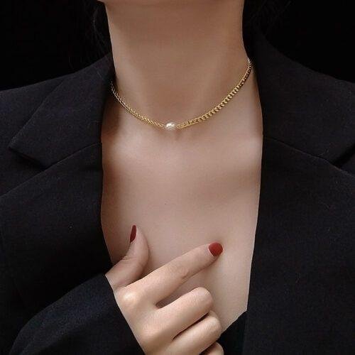 Pearl handmade chain clavicle necklace