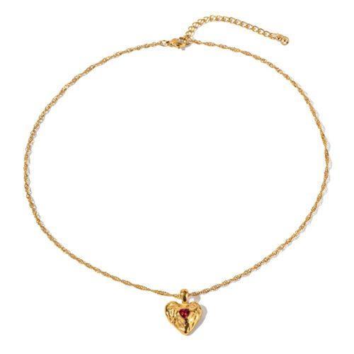 Collier en alliage en forme de cœur avec diamant