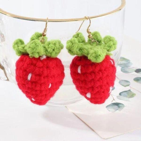 Boucles d'oreilles fruits tricotés