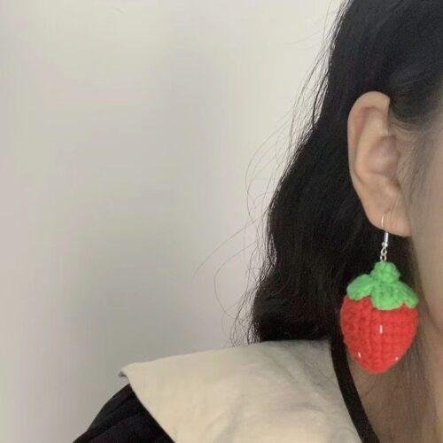 Boucles d'oreilles fruits tricotés