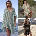 Knitted Crochet Beach Blouse Sun Protection