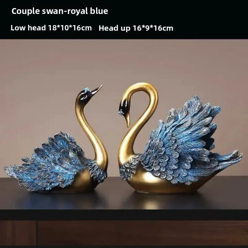 Couple Swan Sculpture Set