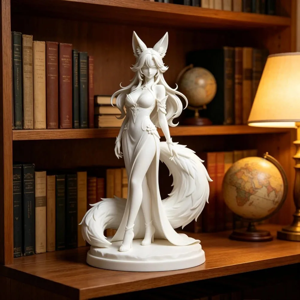 DIY Ready Anime Sculpture with Fluffy Long Tail,
