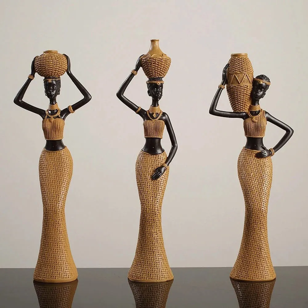 Abstract African Tribal Woman Resin Sculpture