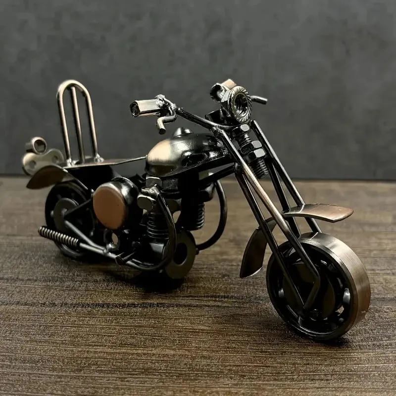 Retro Iron Motorbike Figurine