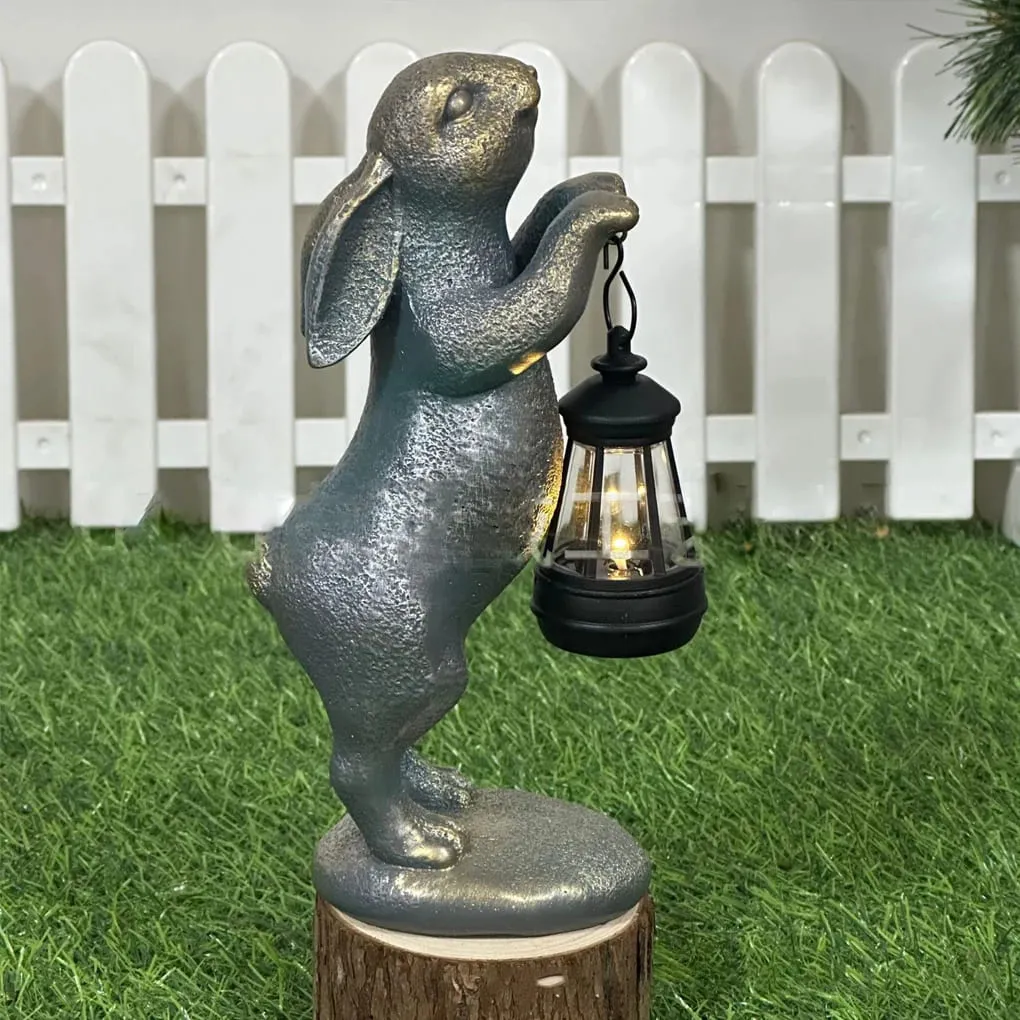 Rustic Solar Garden Statue for Patio