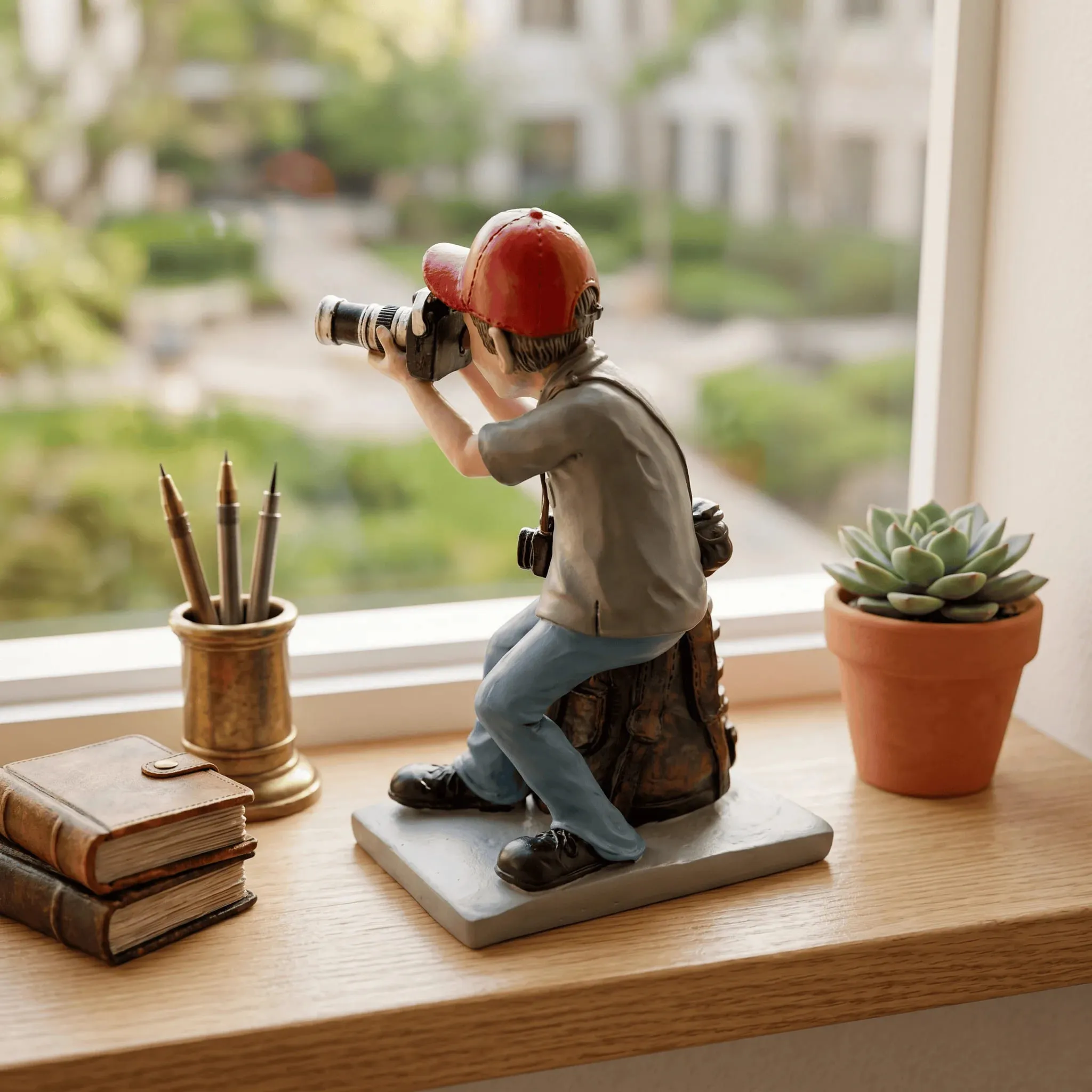 Artistic Photographer Resin Statue with Camera