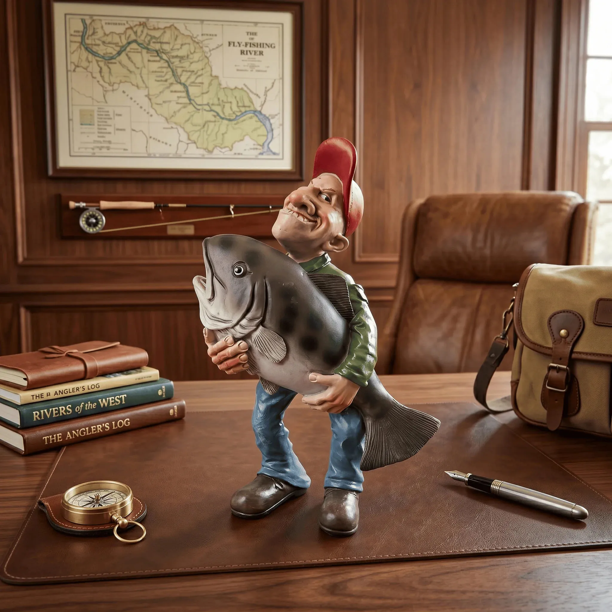 Big Catch Fisherman Resin Sculpture