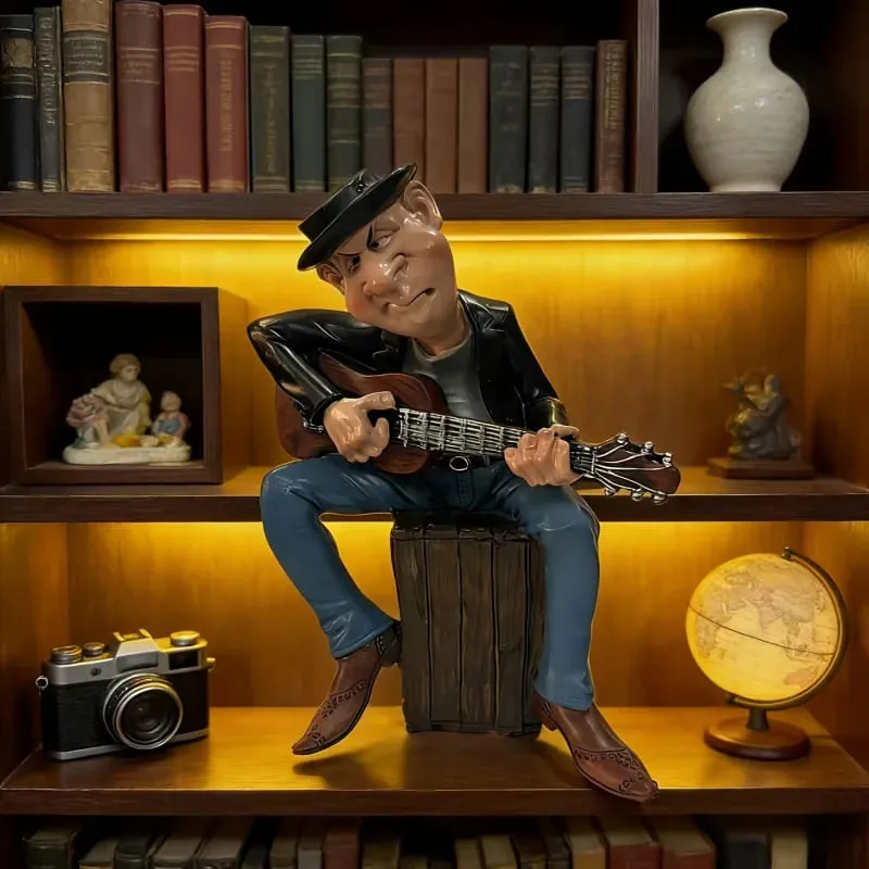 Whimsical Guitarist Resin Statue