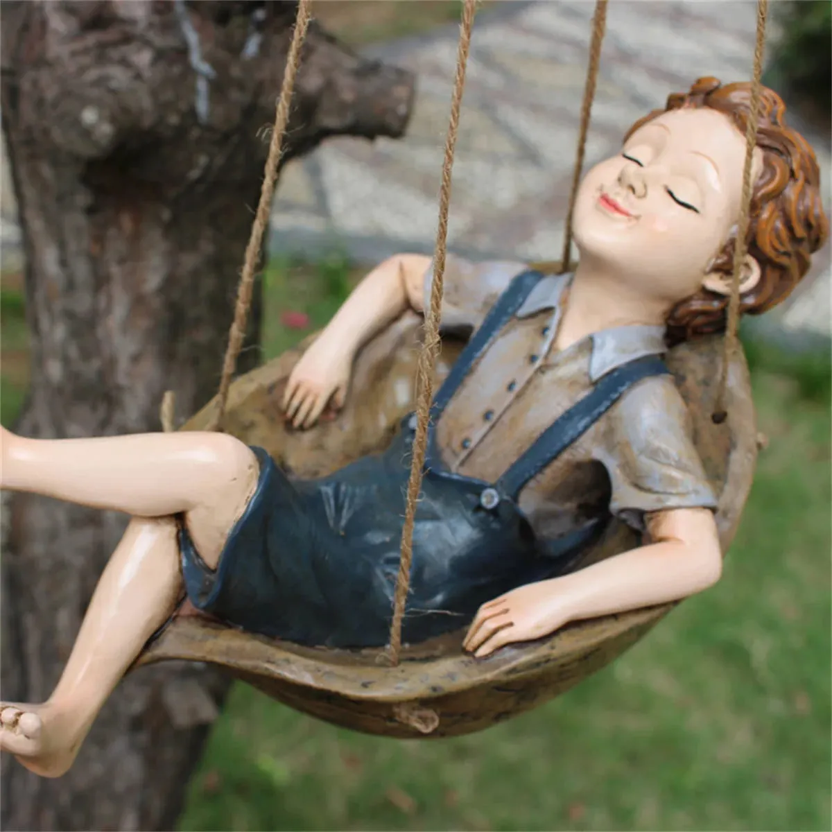 Handcrafted Resin Boy Statue for Garden