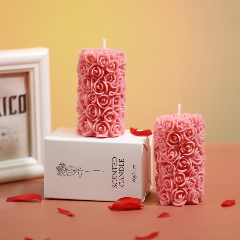 Handmade Rose Pillar Candle