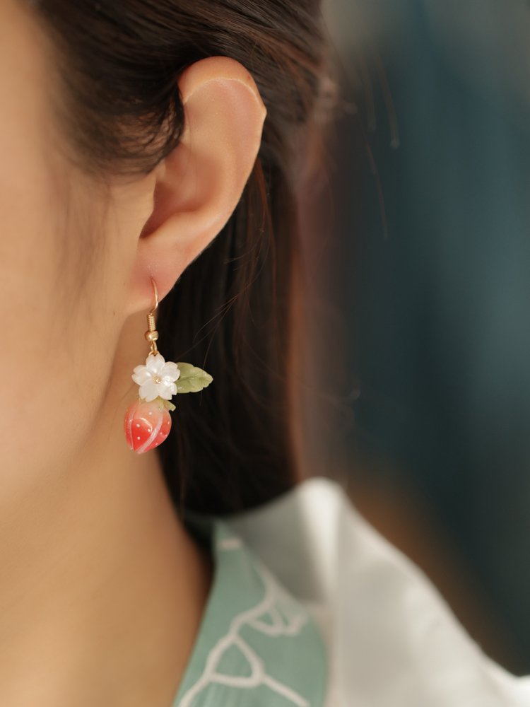 Rose Epoxy Long Earrings Handmade