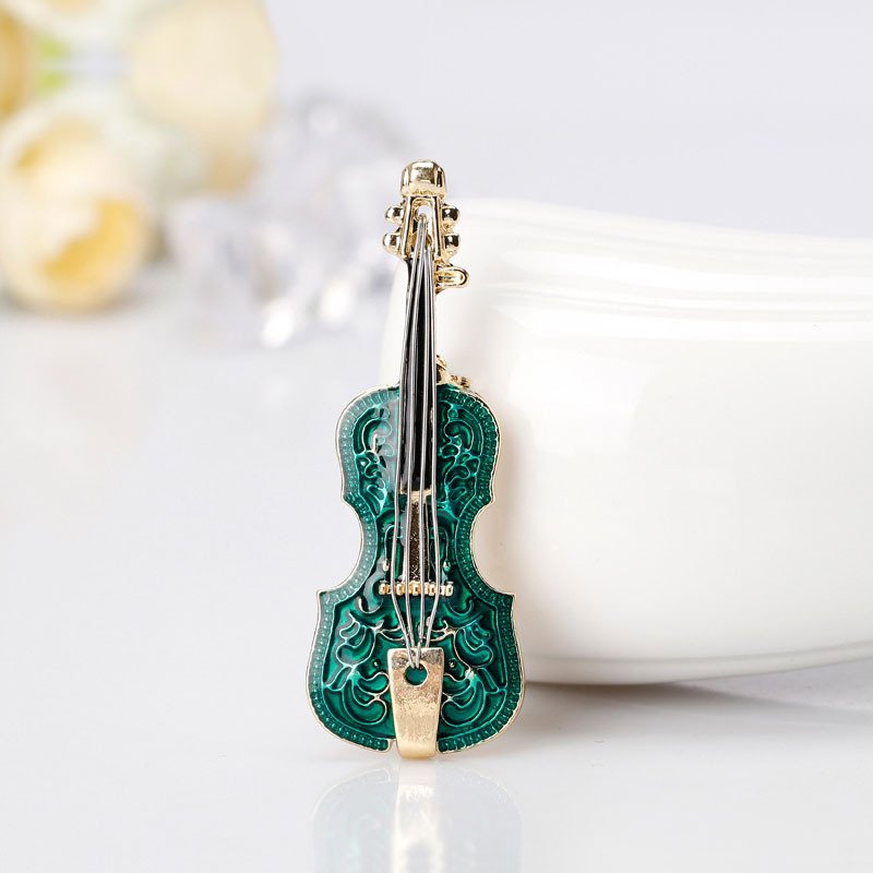 Handmade Green Violin Brooch