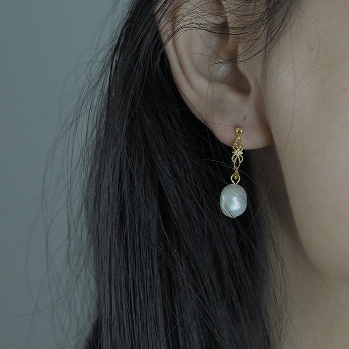 Handmade Baroque Pearl Stud Earrings