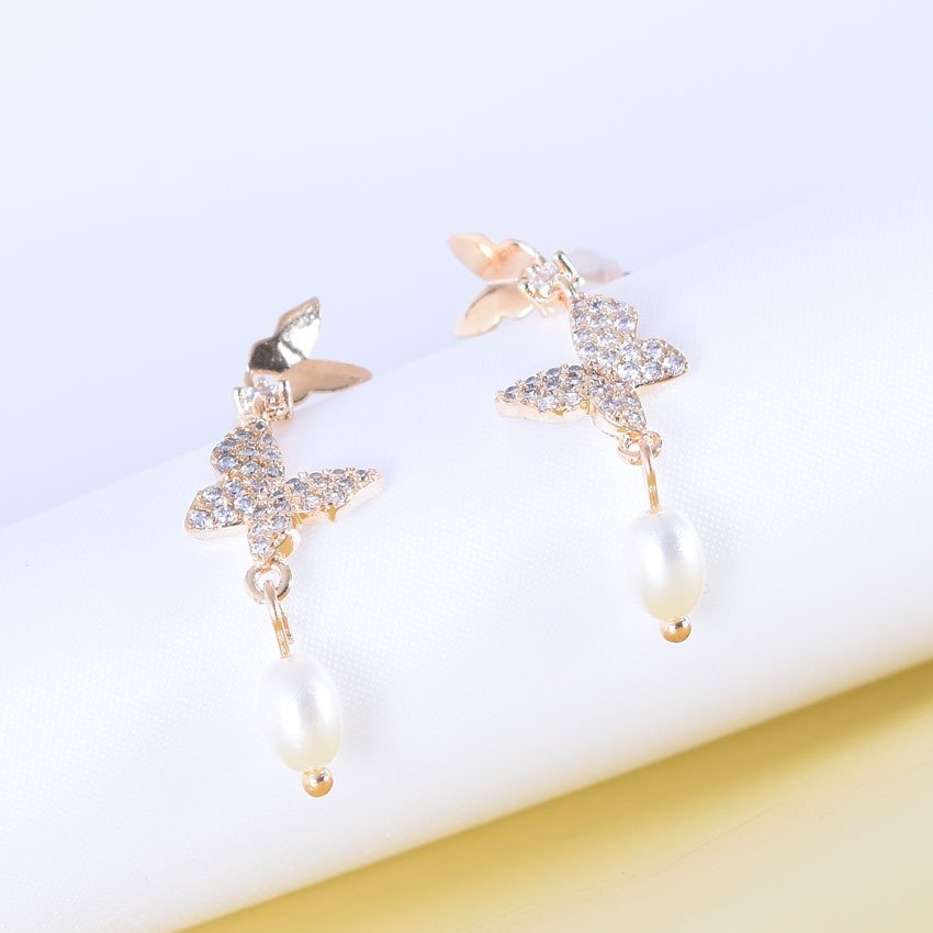 Freshwater Pearl Handmade Butterfly Earrings