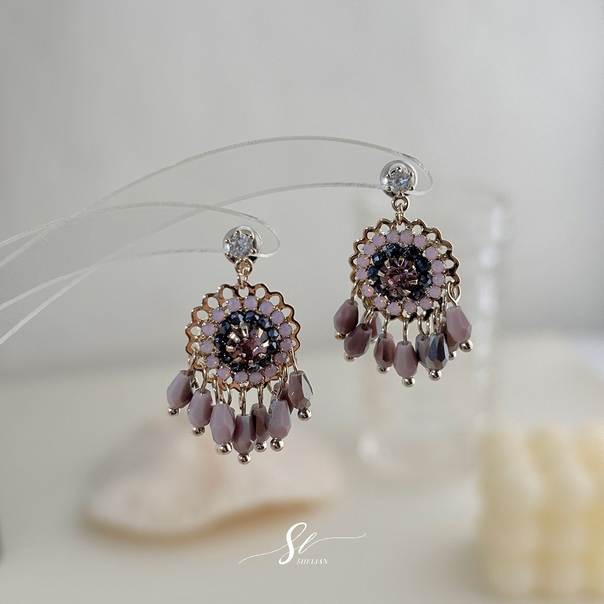 Handmade Retro Crystal Beaded Earrings