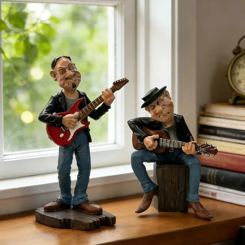 Whimsical Guitarist Resin Statue