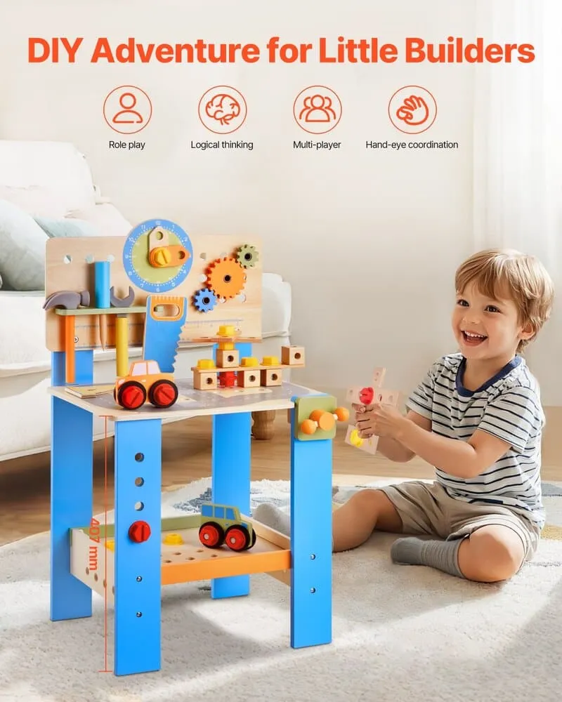 The Ultimate Builder’s Workshop: 16-Piece Wooden Tool Bench for Kids 3+