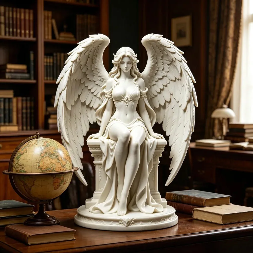 Seated Winged Angel Statue