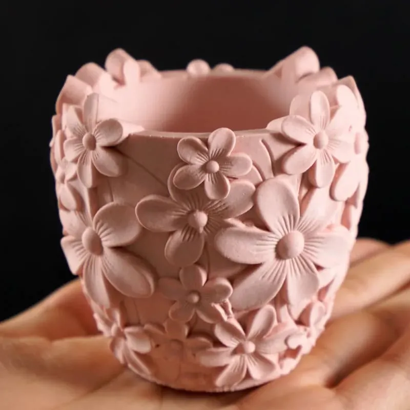 3D Embossed Flower Cup Silicone Mold