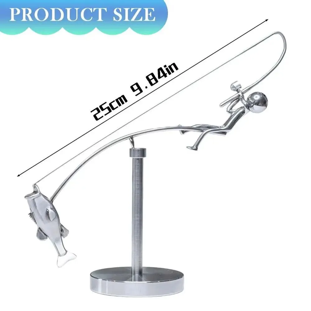 Handmade Kinetic Fishing Balance Sculpture