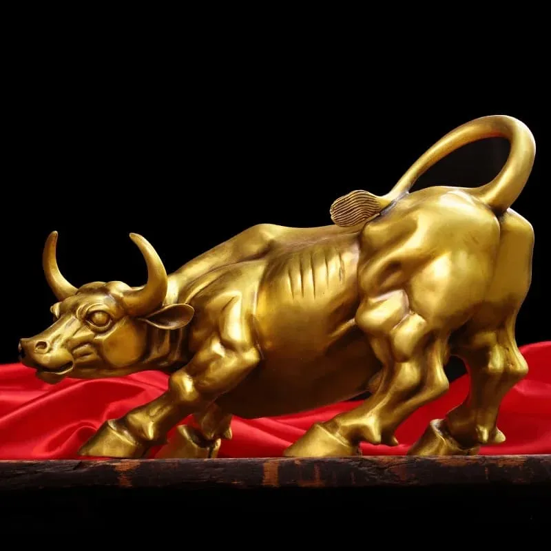 Exquisite Copper Brass Bull Statue