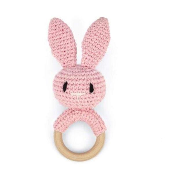 Handmade crochet rabbit baby rattles