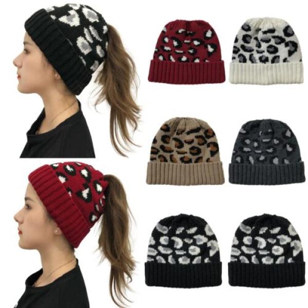 Leopard Jacquard Ponytail Hat