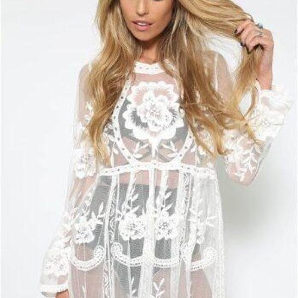 Super Transparent Lace Crochet Dress