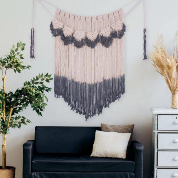 Macramé en coton à fixer au mur