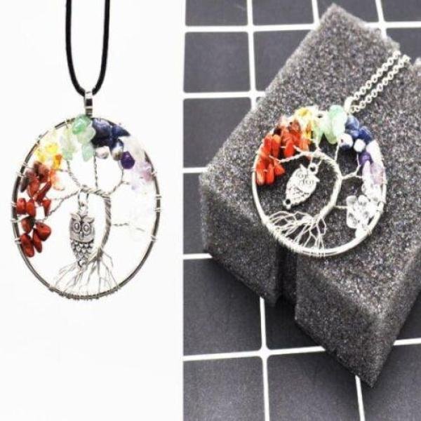 Collier pendentif en gravier de cristal coloré fait main