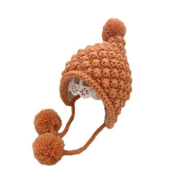 Handmade Flower Braids Thickened Baby Knitted Hat