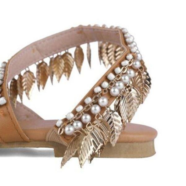 Handmade beaded flat sandal