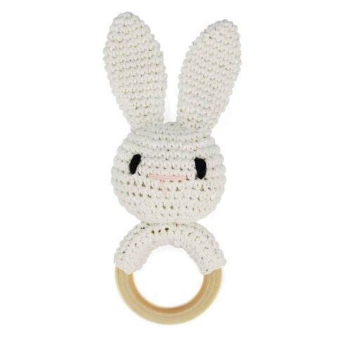 Handmade crochet rabbit baby rattles