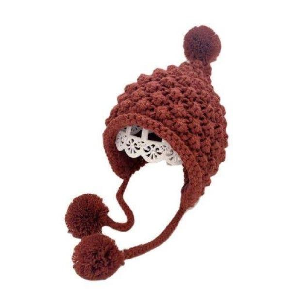 Handmade Flower Braids Thickened Baby Knitted Hat