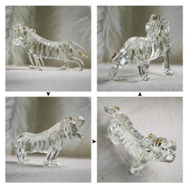 Handmade Lucky Crystal Tiger Statue For Desktop