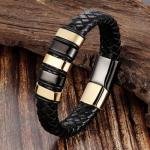 Leather Cord Bracelet Men's Stainless Steel