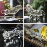 Statue de tigre porte-bonheur en cristal faite à la main pour bureau