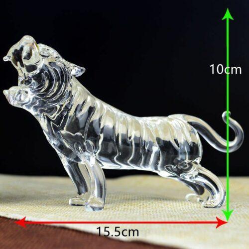 Handmade Lucky Crystal Tiger Statue For Desktop