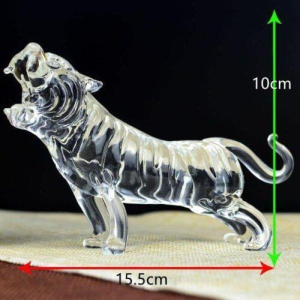 Statue de tigre porte-bonheur en cristal faite à la main pour bureau