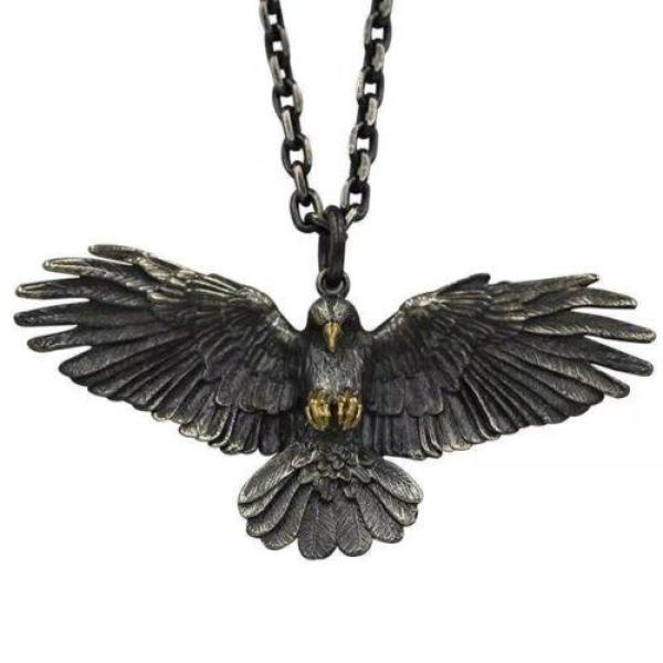 Collier corbeau en plaqué argent fait main