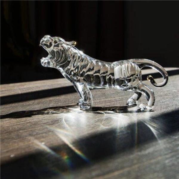 Statue de tigre porte-bonheur en cristal faite à la main pour bureau