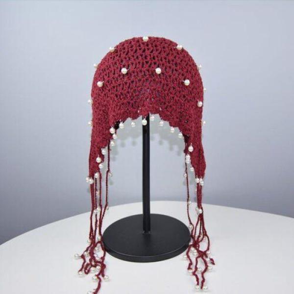 New Crochet Cotton Hat With Pearl Tassel Head