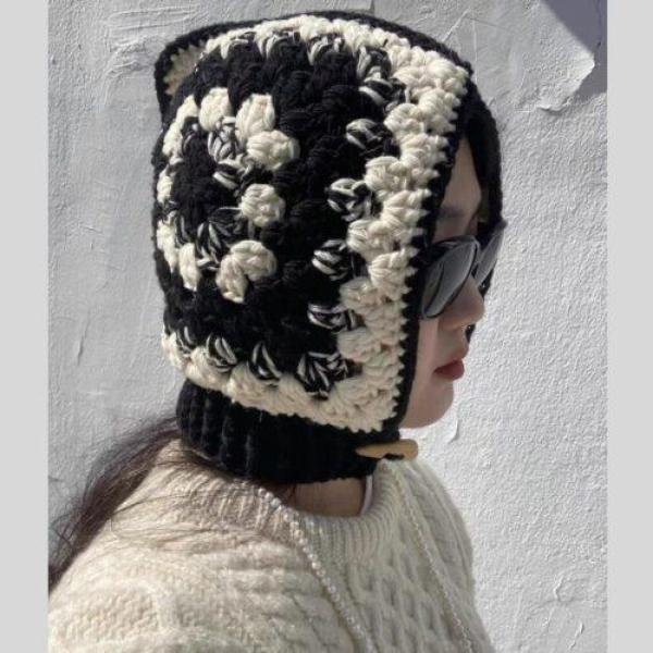 Bonnet chaud vintage crocheté à la main pour femme